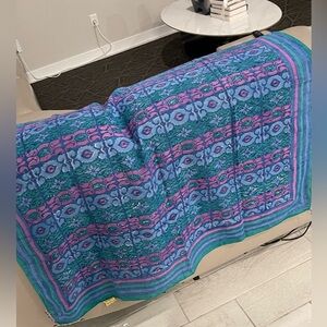 Vintage Anokhi for Taraliya cotton large print beaded trim scarf